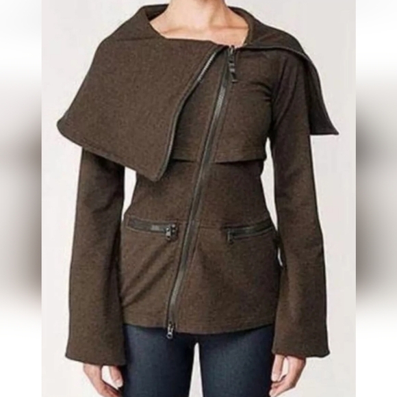 Lululemon Over The Top Jacket Heathered Fox Brown Asymetrical Sz 4? RARE UNICORN - Picture 1 of 9